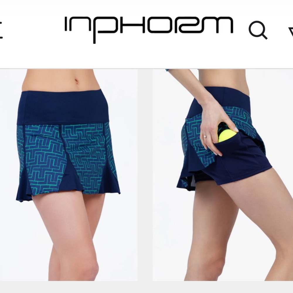NWT Inphorm Alyssa A-line Eco Friendly Navy and Teal Tennis Skort Size‎ Large